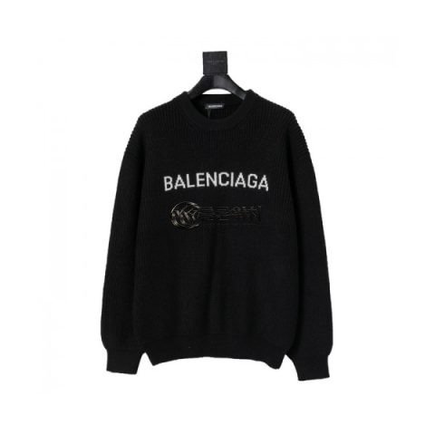 ✨Balenciaga Mm/Wm Logo Crew-neck Sweaters Black - 발렌시아가 2021 남자 로고 크루넥 스웨터 Bal01215x Size(s - l) 블랙