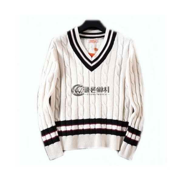 ✨Hermes 2019 Mens V-neck Knit Sweater - 에르메스 2019 남성 브이넥 니트 스웨터 Her0331x.Size(m - 2xl).아이보리