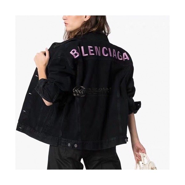 ✨[발렌시아가]Balenciaga 2020 Mm/Wm Logo Casual Oversize Denim Jackets - 발렌시아가 2020 남/녀 로고 캐쥬얼 오버사이즈 데님 재킷 Bal0726x.Size(s - xl).블랙