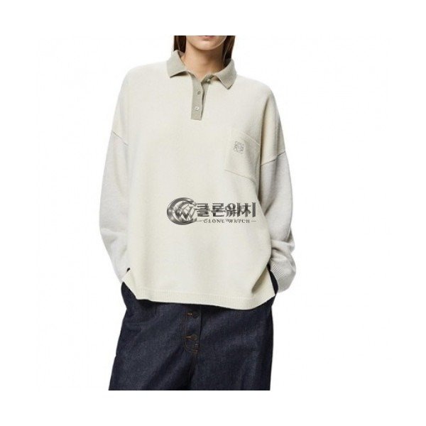 ✨Loewe Womens Logo Crew-neck Wool Sweaters Ivory - 로에베 2021 여성 로고 크루넥 울 스웨터 Loe0503x Size(s - xl) 아이보리