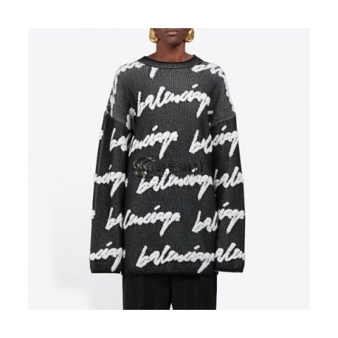 ✨[발렌시아가]Balenciaga 2020 Womens Logo Crew-neck Sweaters - 발렌시아가 2020 여자 로고 크루넥 스웨터 Bal0770x.Size(xs - m).블랙