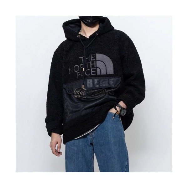 ✨The North Face 2020 Mens Logo Flannel Hoodie - 노스페이스 2020 남성 로고 플란넬 후디 Nor0131x.Size(s - l).블랙