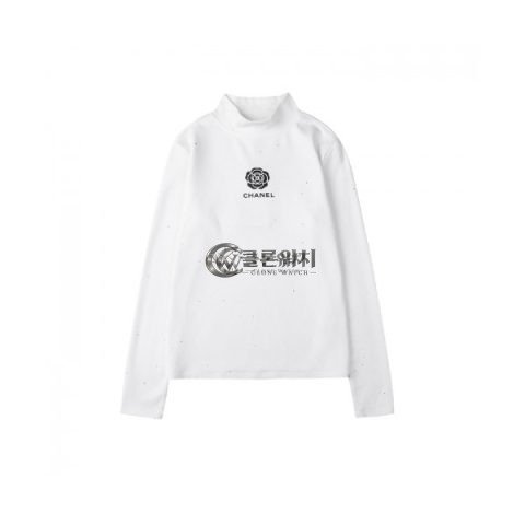 ✨Chanel Womens Crew-neck Logo Cotton Tshirt White - 샤넬 2021 여성 크루넥 로고 코튼 긴팔티 Cnl0816x Size(s - xl) 화이트