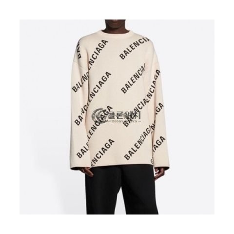 ✨Balenciaga Mm/Wm Logo Crew-neck Sweaters White - 발렌시아가 2021 남자 로고 크루넥 스웨터 Bal01235x Size(xs - l) 화이트