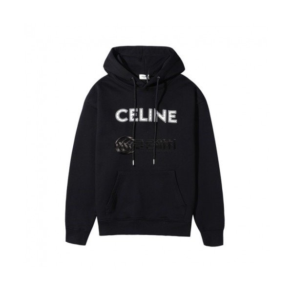 ✨Celine Mm/Wm Logo Cotton Hoodie - 셀린느 2020 남/녀 로고 코튼 후디 Cel0077x.Size(s - xl).블랙