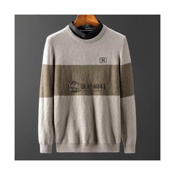 ✨[에르메스]Hermes 2020 Mens Crew-neck Wool Sweater - 에르메스 2020 남성 크루넥 울 스웨터 Her0375x.Size(m - 4xl).카키