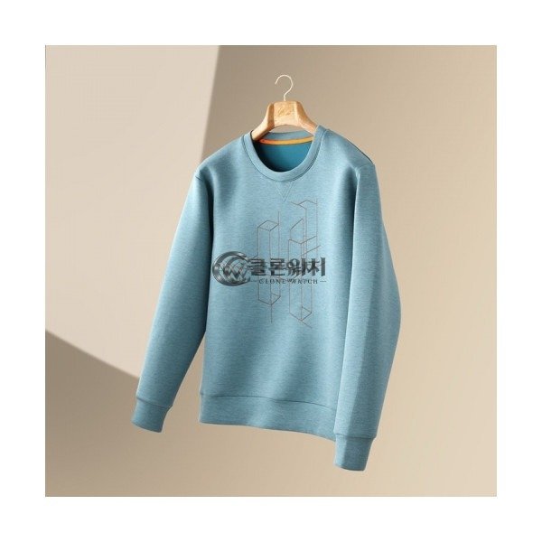 ✨Hermes Mens Logo Casual Cotton Hoodie Blue - 에르메스 2021 남성 로고 캐쥬얼 코튼 후드티 Her0695x Size(m - 3xl) 블루