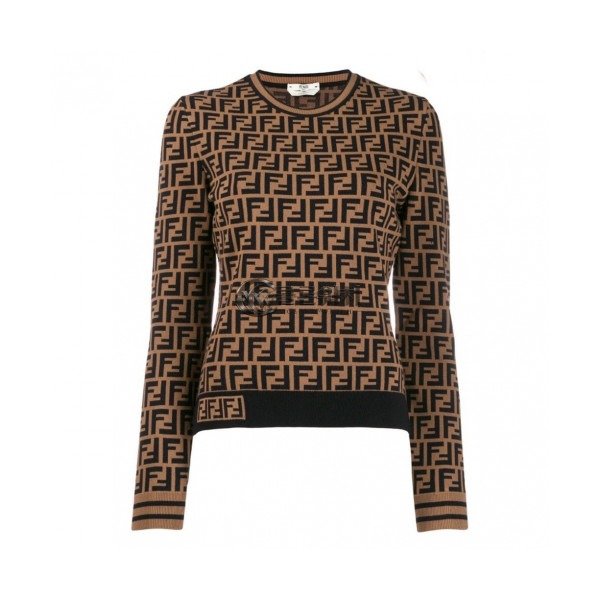 ✨Fendi 2019 Womens Retro Stripe Crew-neck Sweater - 펜디 2019 여성 레트로 스트라이프 크루넥 스웨터 Fen0302x.Size(s - xl).브라운