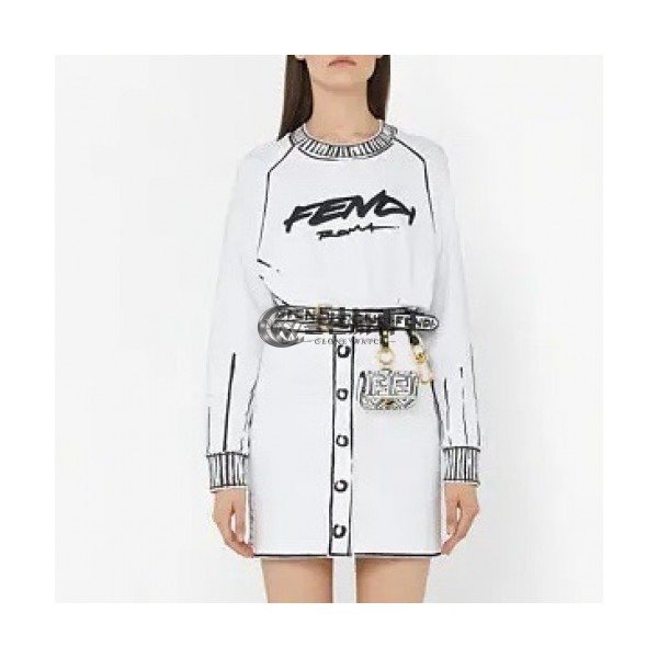 ✨[펜디]Fendi 2020 Womens Logo Crew-neck Cotton Tshirts - 펜디 2020 여성 몬스터 크루넥 코튼 긴팔티 Fen0813x.Size(s - l).화이트