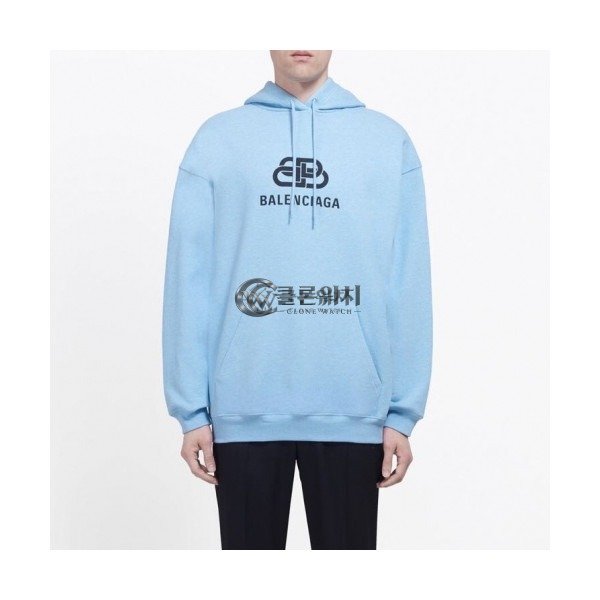✨[발렌시아가]Balenciaga 2020 Mm/Wm Logo Cotton Oversize Hoodie - 발렌시아가 2020 남자 로고 코튼 기모 오버사이즈 후디 Bal0543x.Size(xs - l).블루