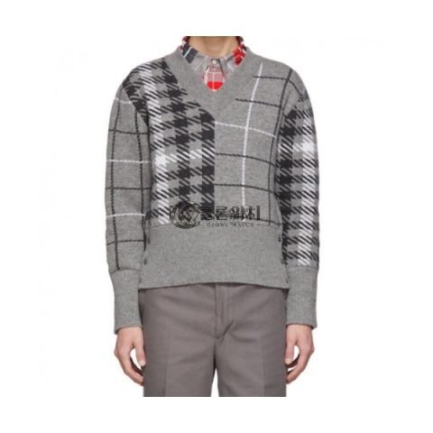 ✨Thom Browne 2019 Mens Strap V-neck Sweater - 톰브라운 2019 남성 스트랩 브이넥 스웨터 Thom0190x.Size(s - l).그레이