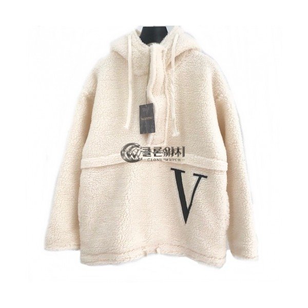 ✨[발렌티노]Valentino 2020 Mens Logo Casual Flannel Down Hoodie - 발렌티노 2020 남성 로고 캐쥬얼 플란넬 다운 오버사이즈 후디 Val0350x.Size(s - m).화이트