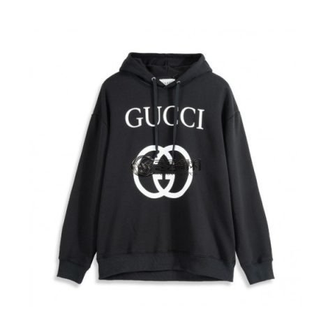✨[구찌]Gucci 2020 Mm/Wm Logo Casual Oversize Cotton Hooded - 구찌 2020 남/녀 로고 캐쥬얼 오버사이즈 코튼 후드티 Guc03231x.Size(xs - l).블랙