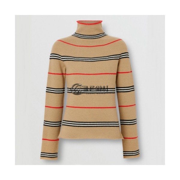 ✨Burberry 2019 Womens Retro Stripe Turtle-neck Sweater - 버버리 2019 여성 레트로 스트라이프 터틀넥 스웨터 Bur0993x.Size(s - xl).카멜