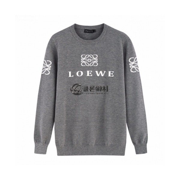 ✨Loewe 2019 Mens Logo Crew-neck Wool Sweater - 로에베 2019 남성 로고 크루넥 울 스웨터 Loe0100x.Size(l - 3xl).그레이