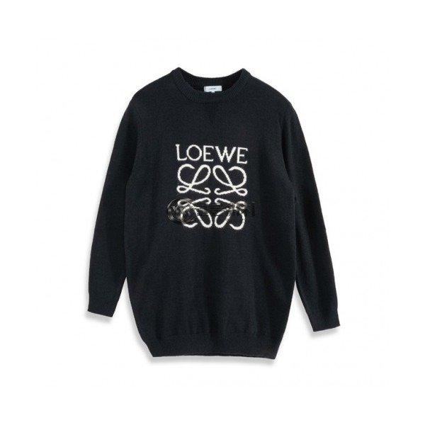 ✨[로에베]Loewe 2020 Womens Logo Crew-neck Wool Sweaters - 로에베 2020 여자 로고 크루넥 울 스웨터 Loe0313x.Size(xs - l).블랙