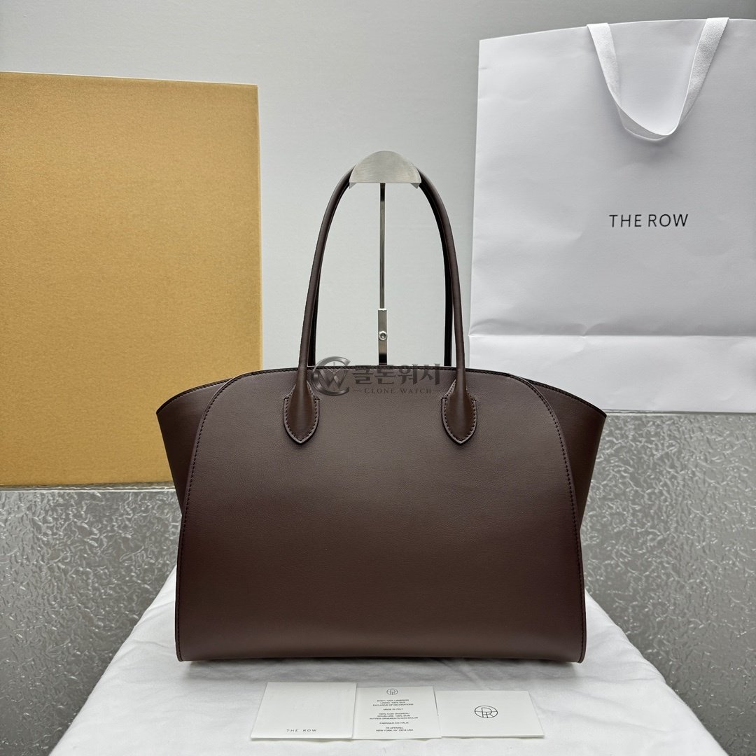 THE ROW Brown Leather Top-Handle Tote Bag