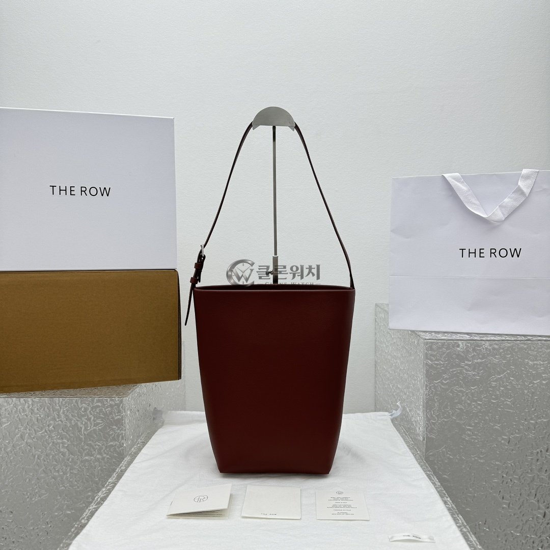 THE ROW Burgundy Leather Bucket Bag