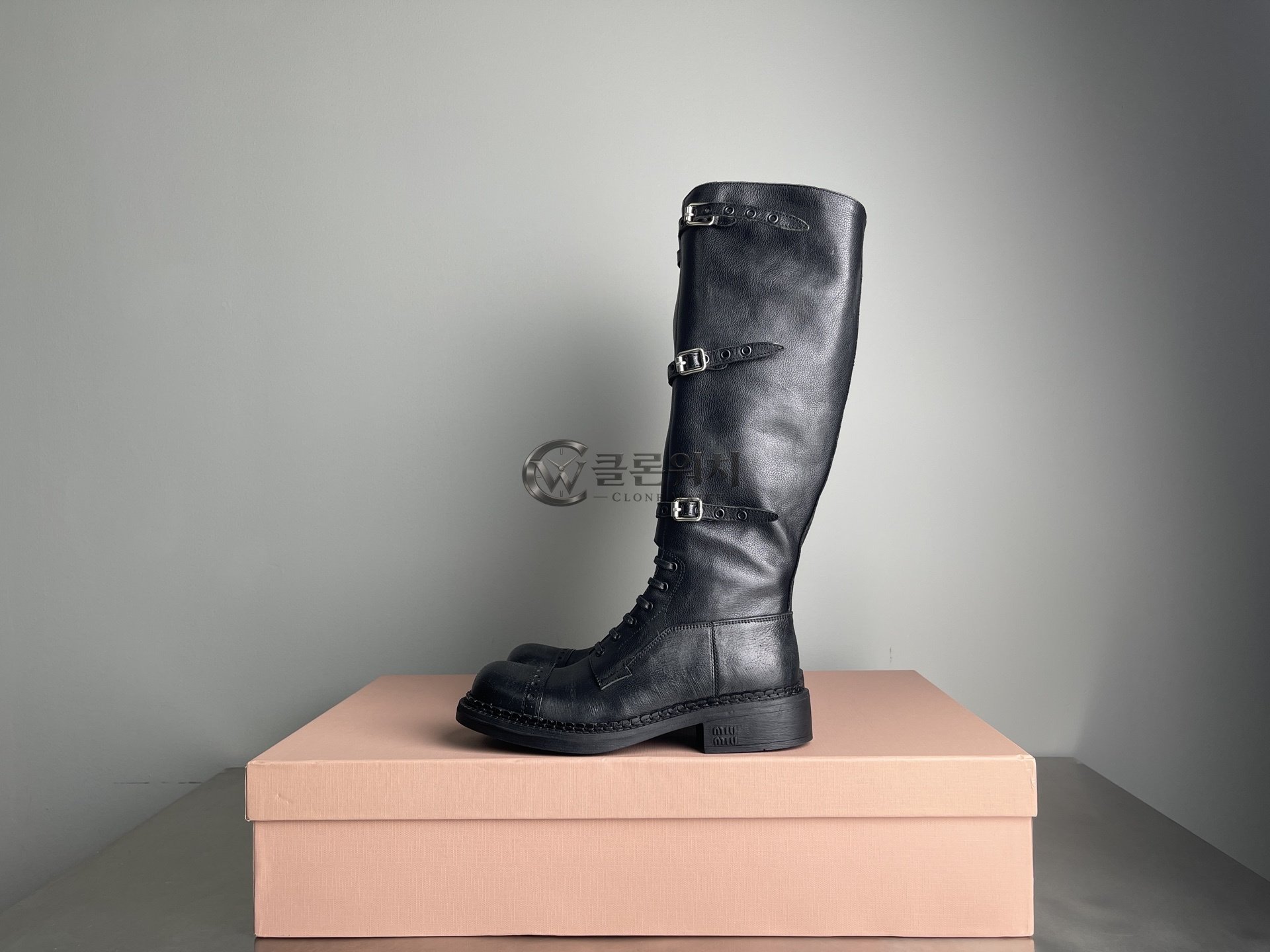 MIU MIU Black Multi-Buckle Leather Boots
