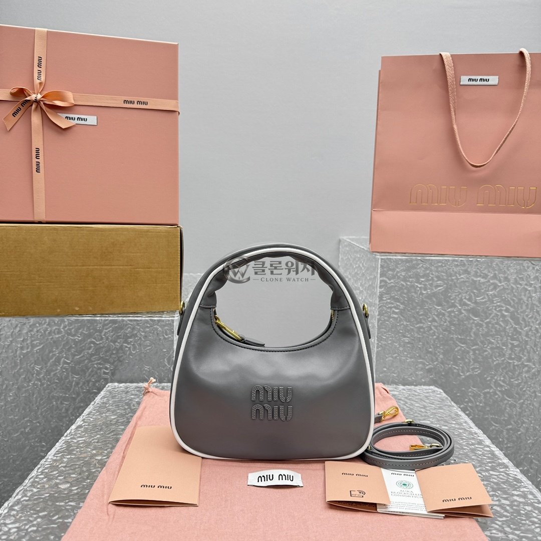 MIU MIU Aventure Leather Top-Handle Bag - Gray