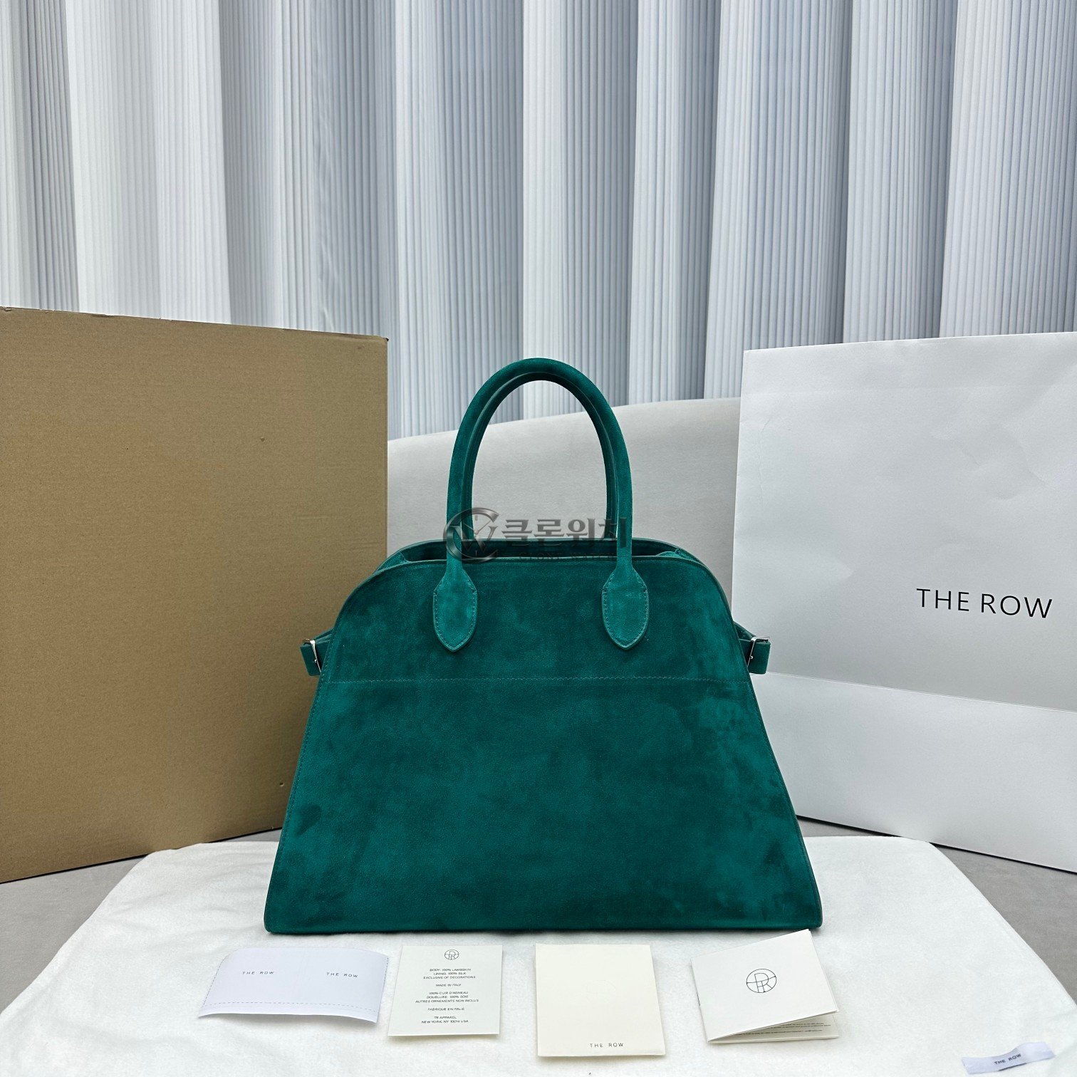 THE ROW Soft Margaux 15 Suede Top-Handle Bag – Teal
