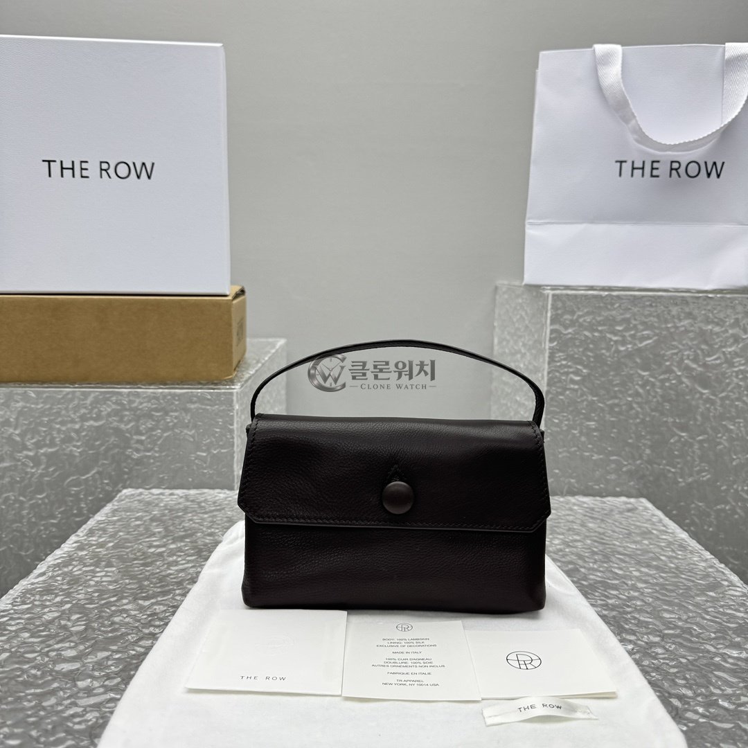 THE ROW Black Leather Flap Shoulder Bag