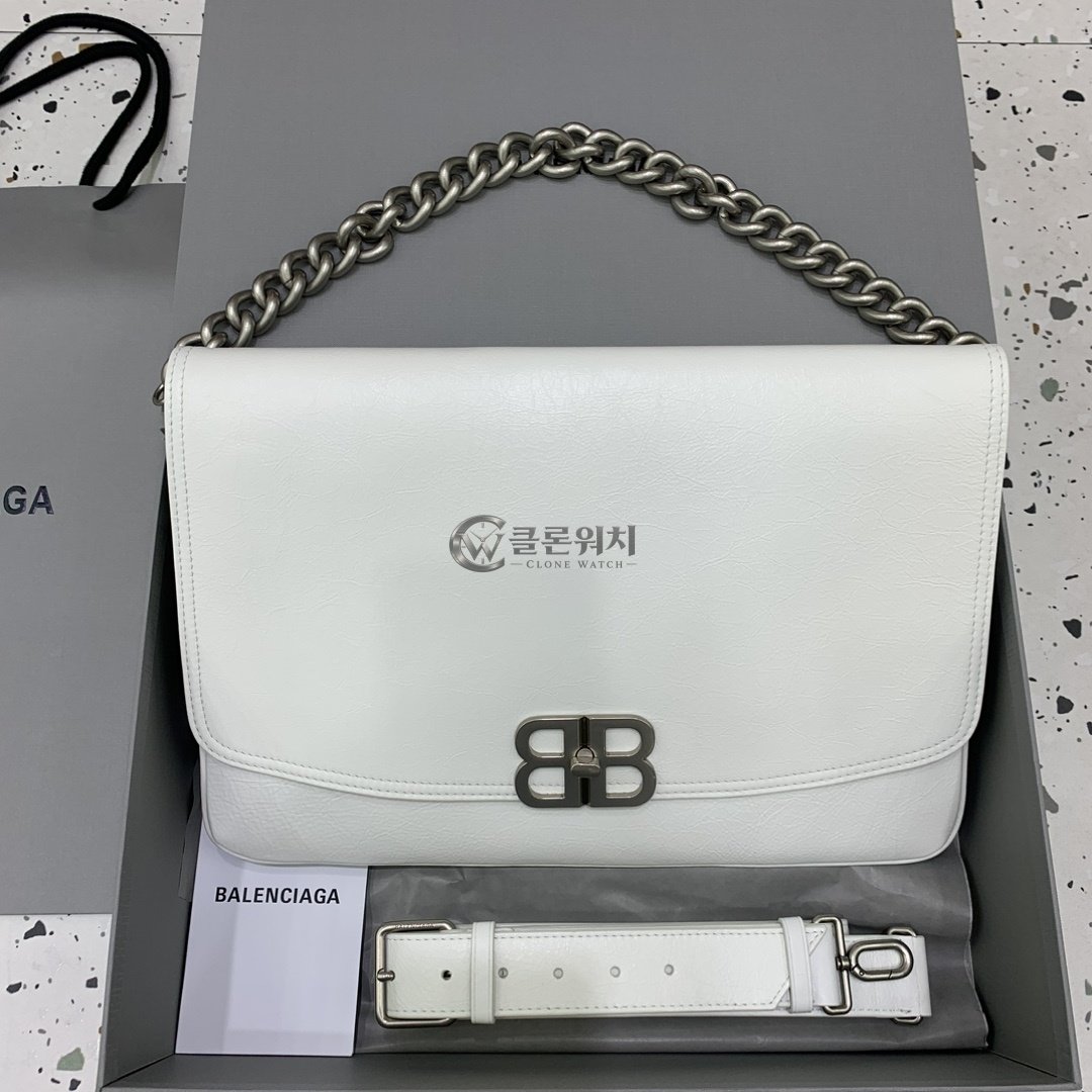 발렌시아가 Balenciaga BB Chain Shoulder Bag in White
