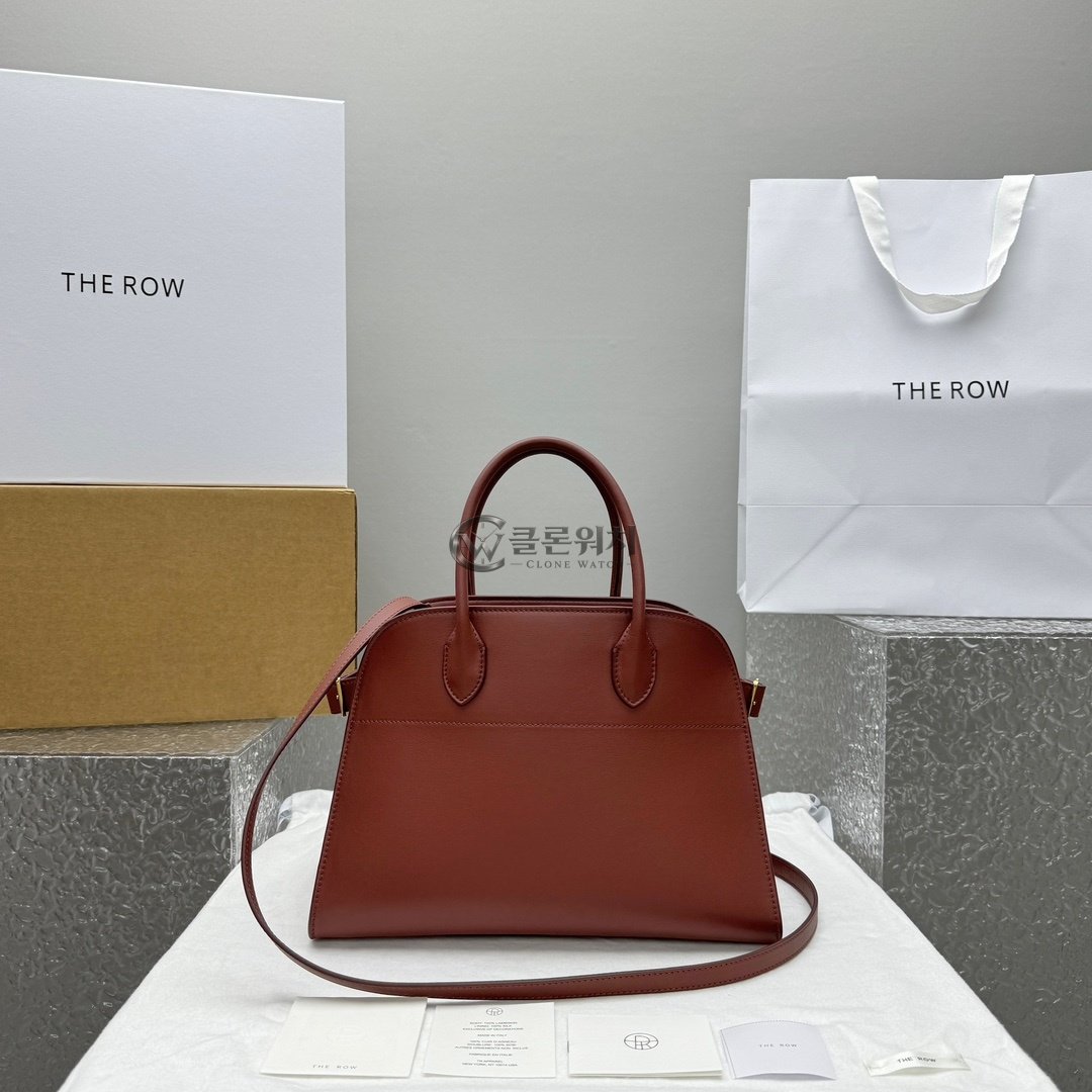 THE ROW Burgundy Structured Top-Handle Bag