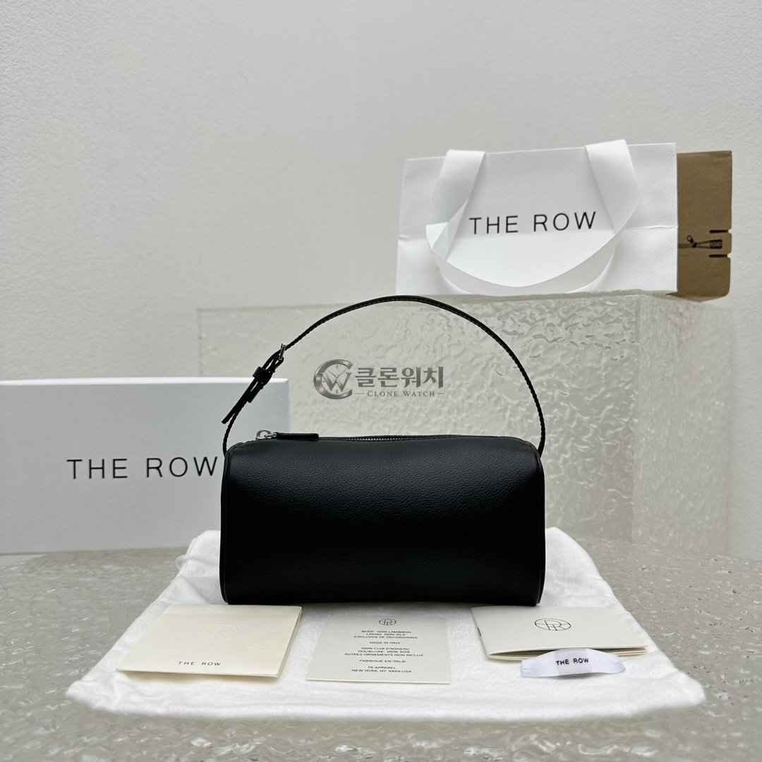 THE ROW Black Pebbled Leather Shoulder Bag