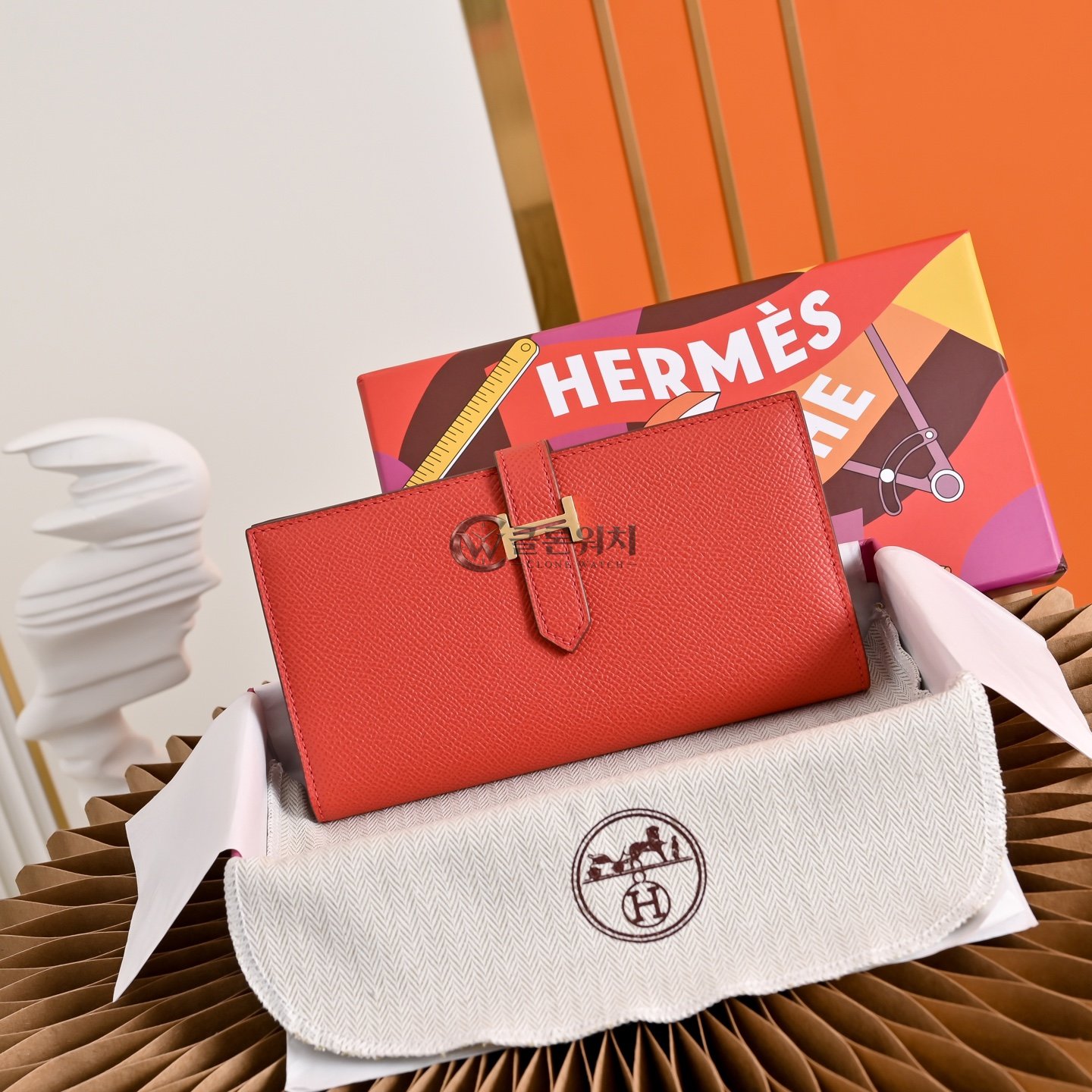 에르메스 Hermès Béarn Wallet - Red