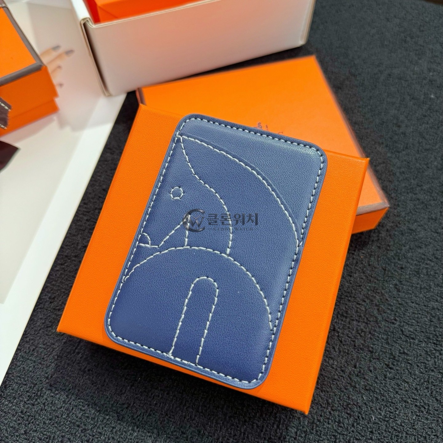 에르메스 Hermes Cheval Picto Card Holder Blue