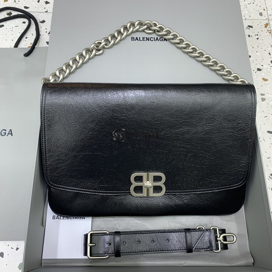 발렌시아가 Balenciaga BB Chain Large Shoulder Bag in Black