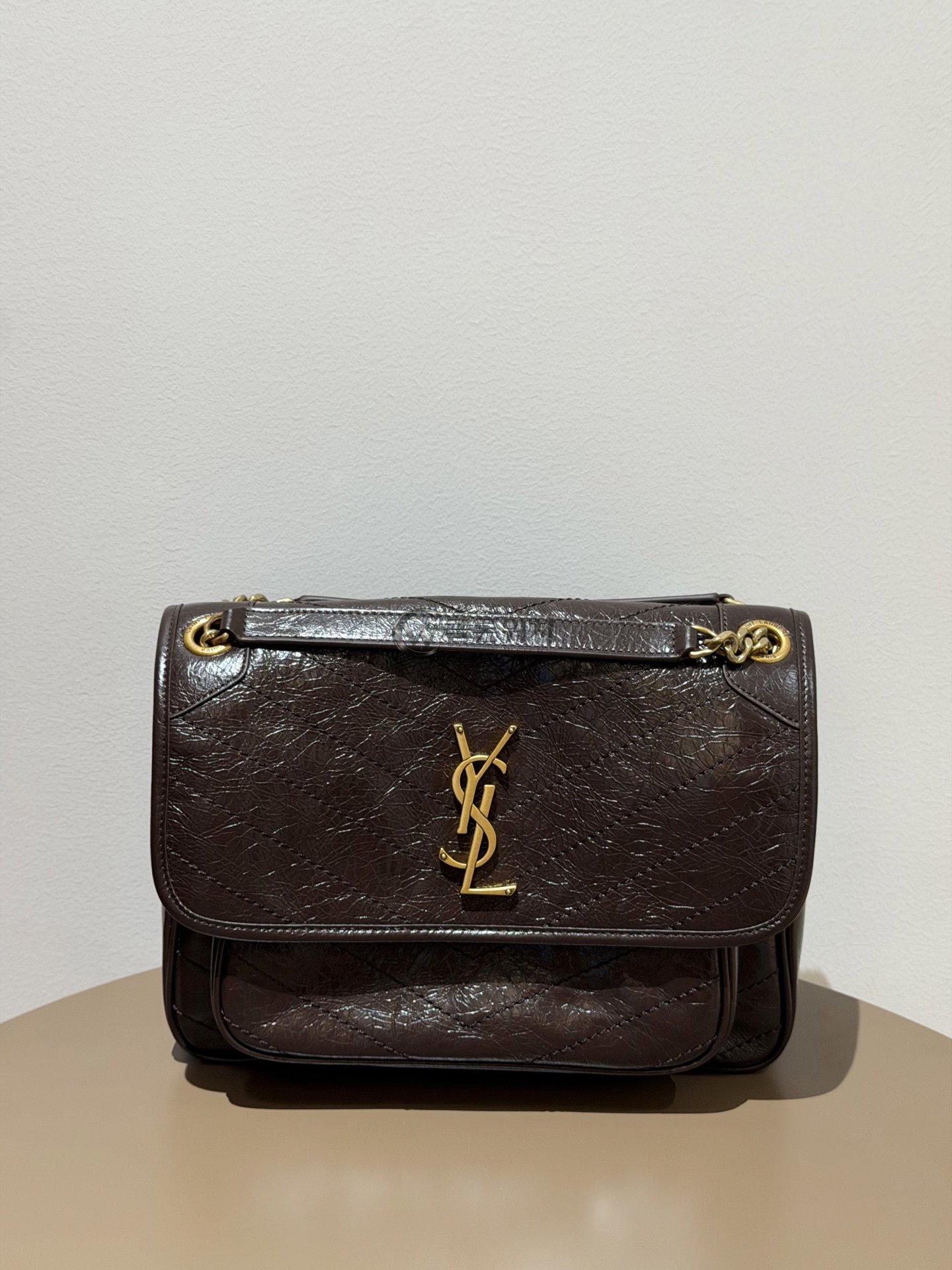 생로랑 Saint Laurent Niki Medium Bag in Dark Brown Vintage Leather
