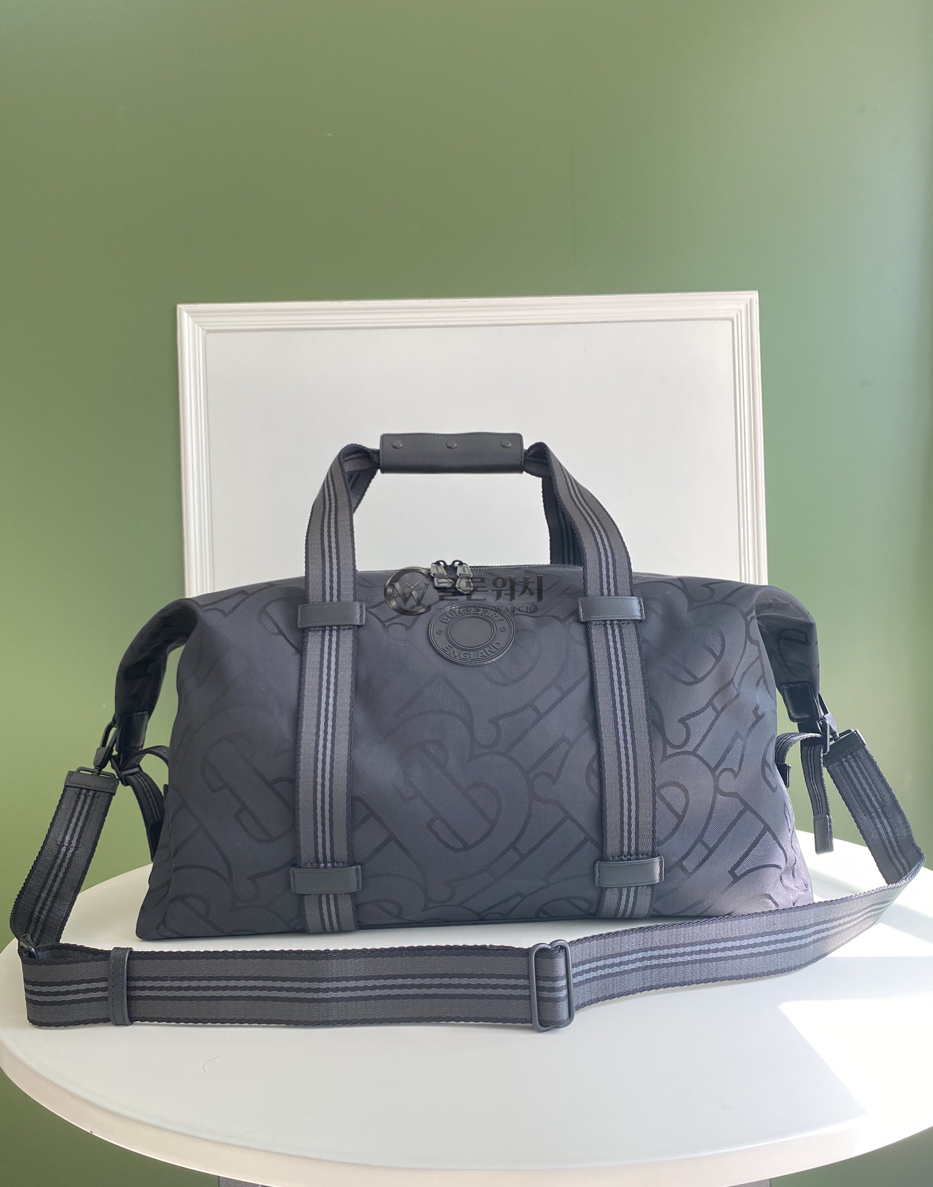 버버리 Burberry TB Monogram Jacquard Duffle Bag — Charcoal Grey