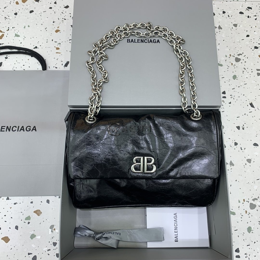 발렌시아가 Balenciaga Black BB Chain Shoulder Bag