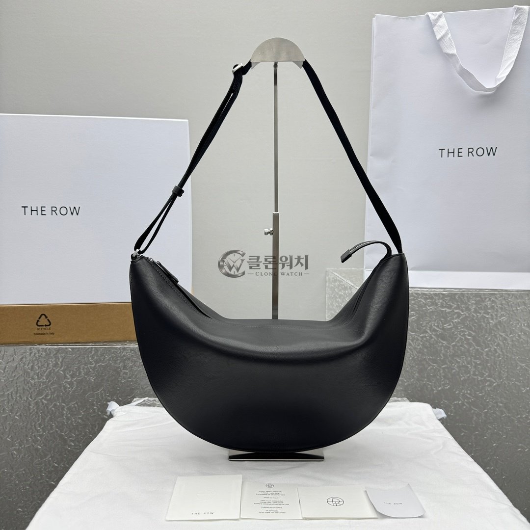 THE ROW Black Crescent Leather Shoulder Bag