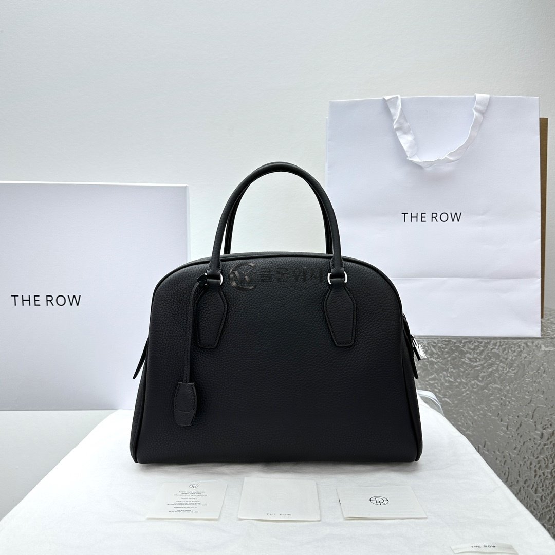 THE ROW Faye Leather Top-Handle Bag in Black
