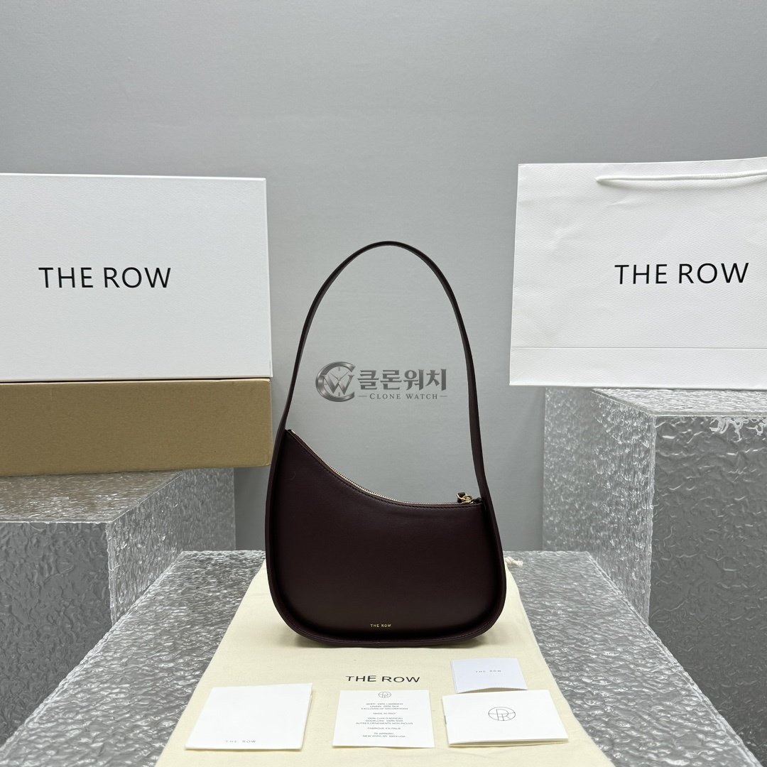THE ROW Burgundy Half Moon Shoulder Bag