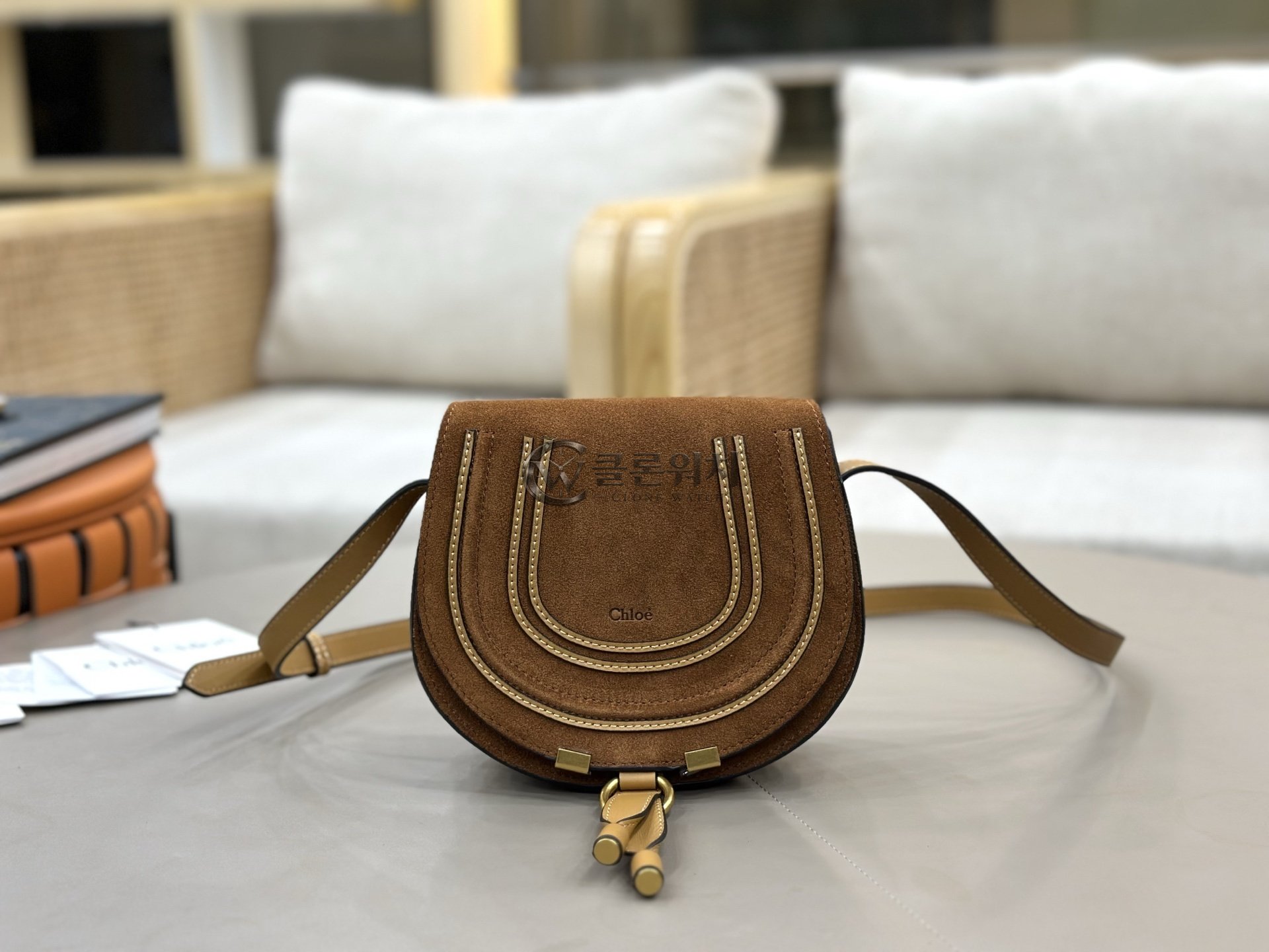 끌로에 Chloé Small Marcie Suede Saddle Bag in Brown