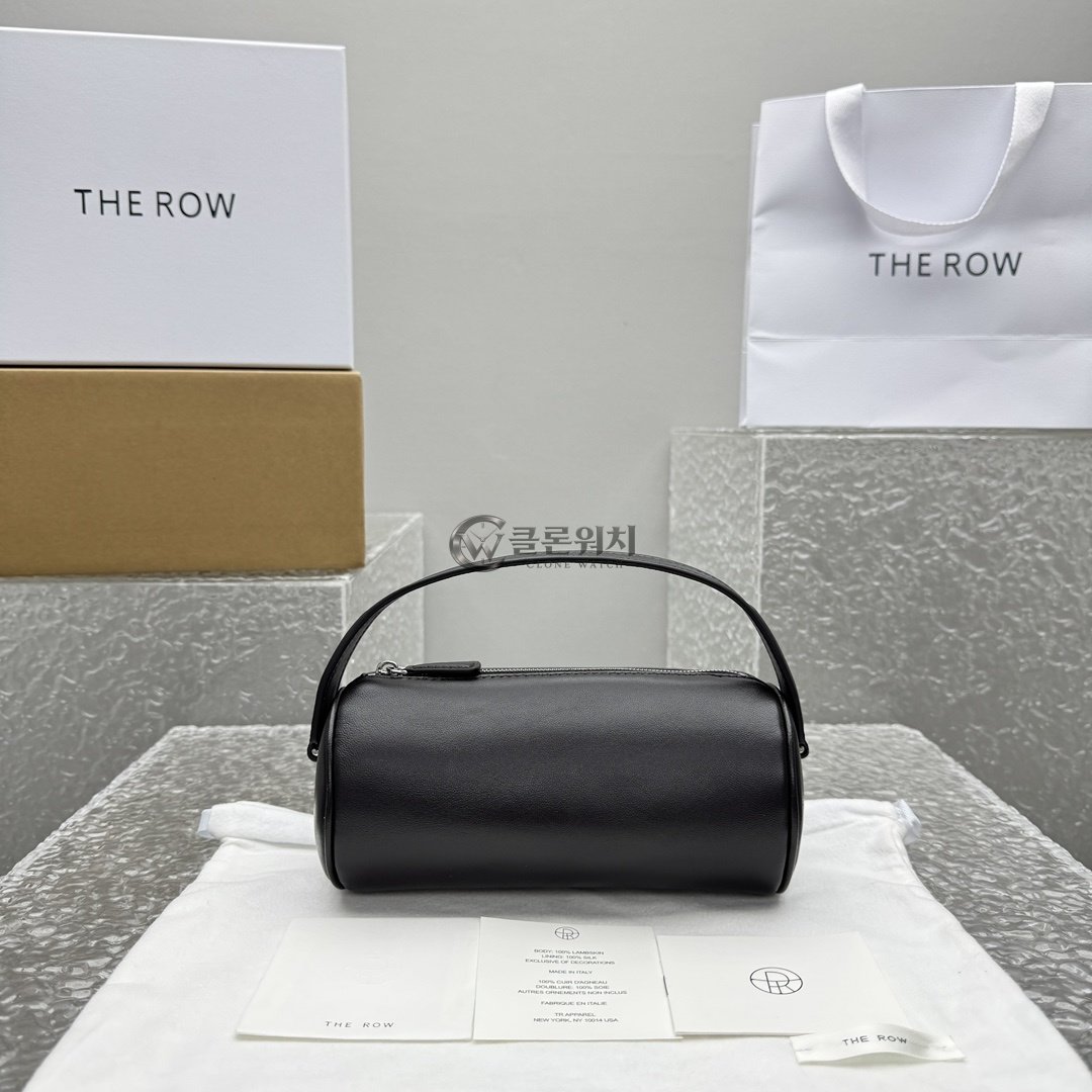 THE ROW Black Leather Small Bowling Bag