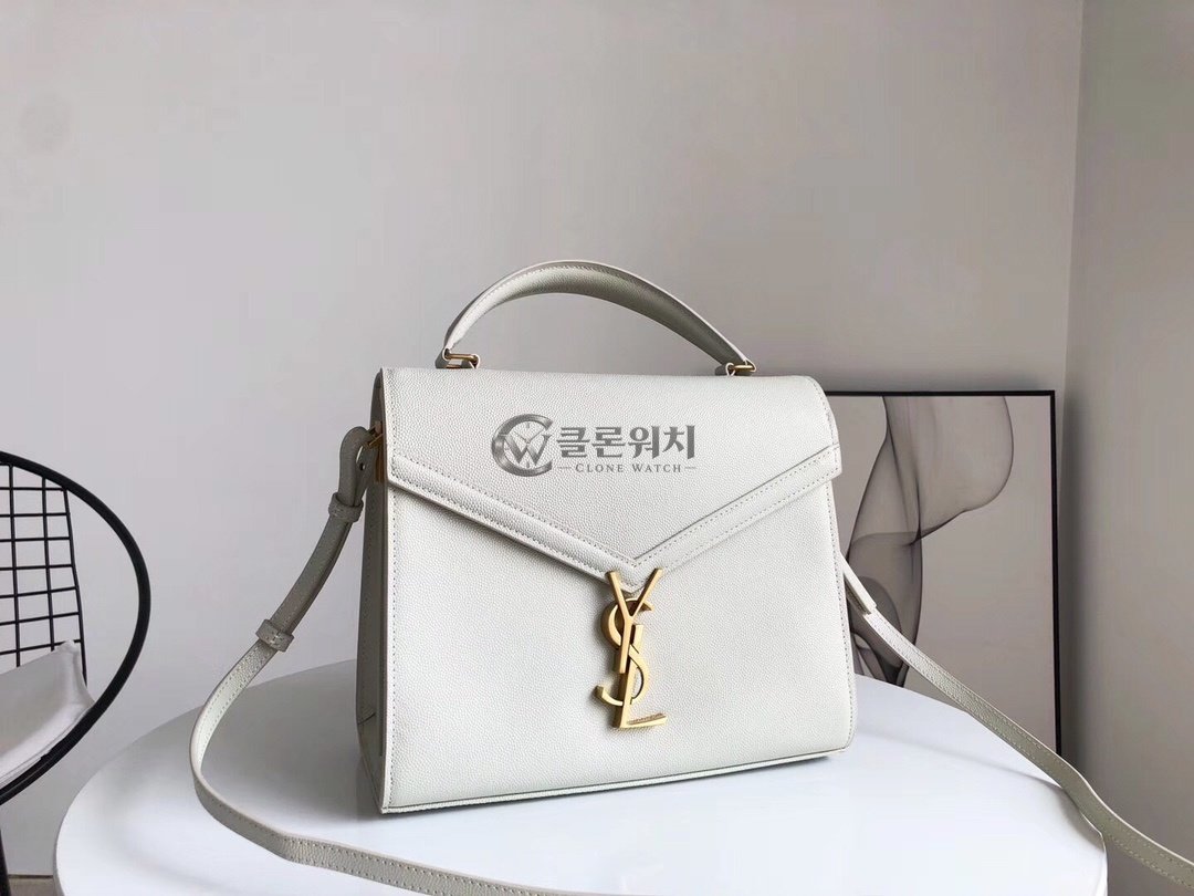 생로랑 카산드라 스몰 탑 핸들 백 화이트