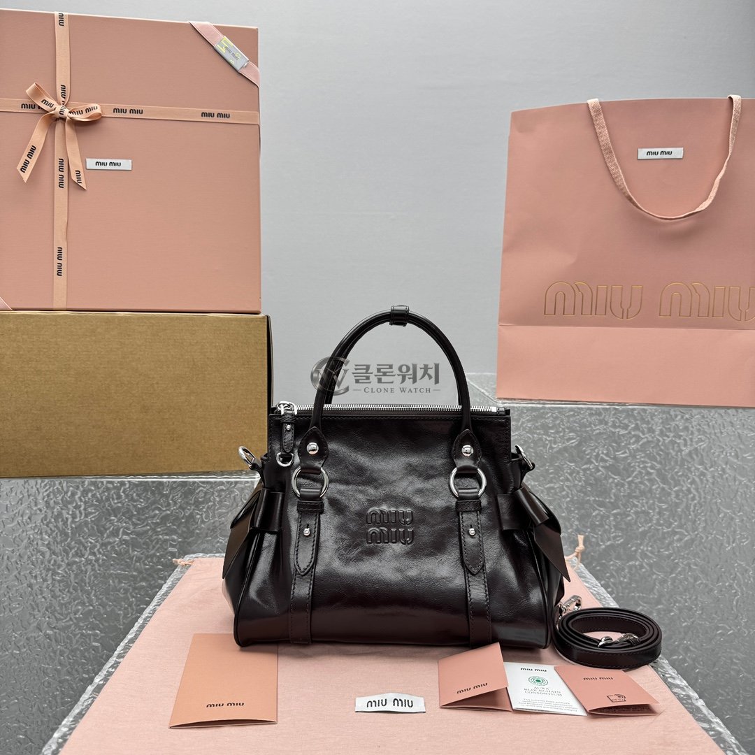 MIU MIU Black Leather Top-Handle Bag