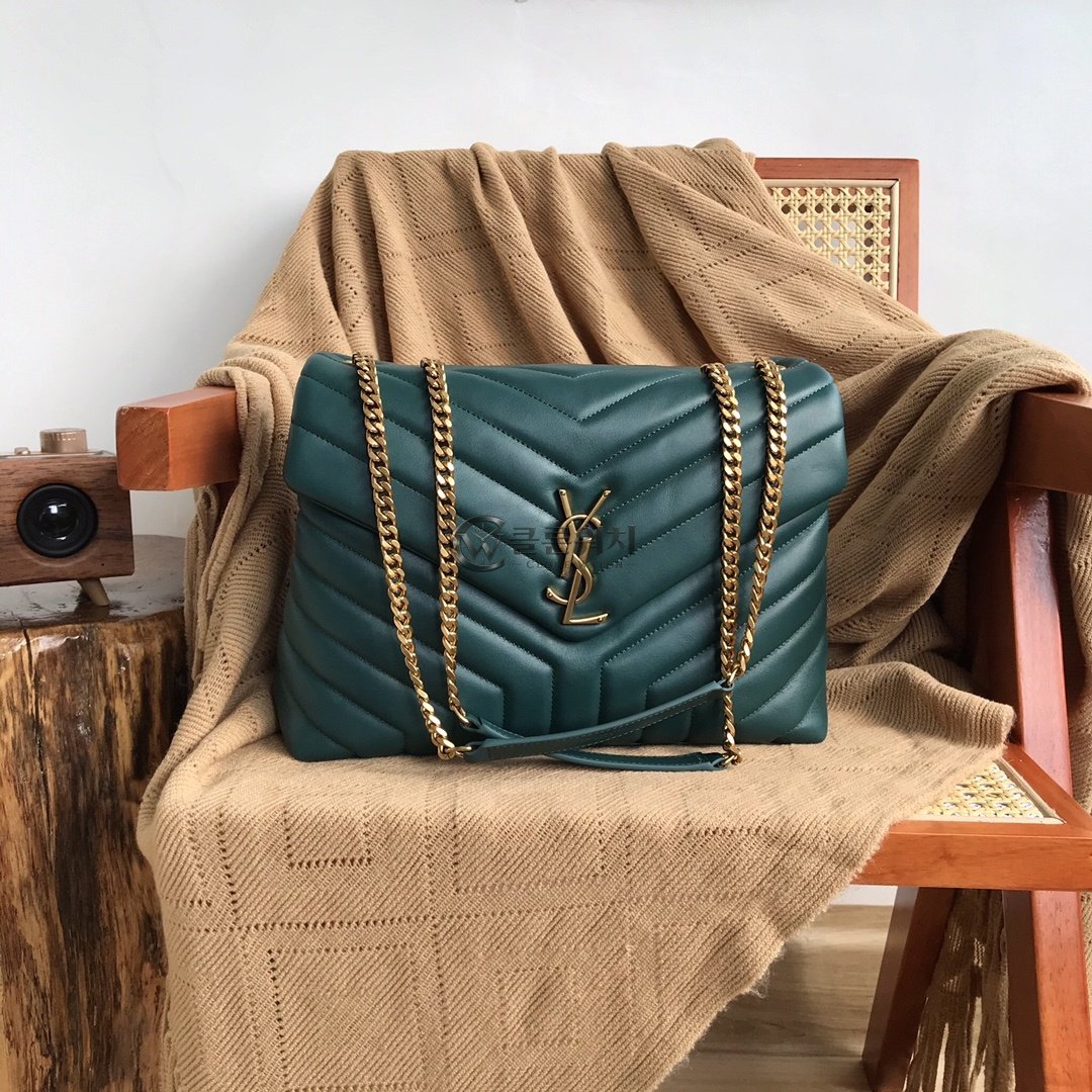 생로랑 Saint Laurent Loulou Large in Quilted Leather, Dark Teal