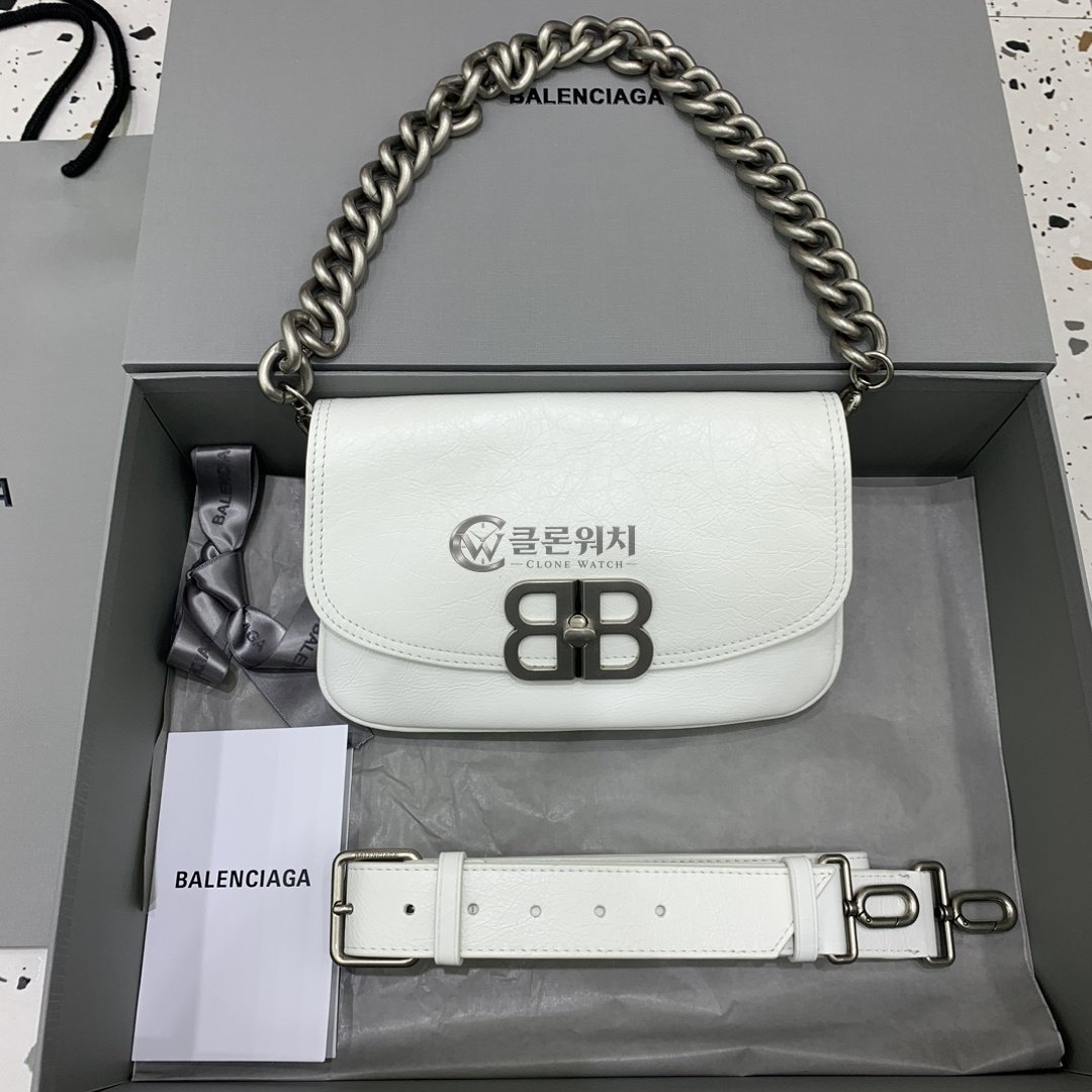 발렌시아가 Balenciaga Small BB Chain Bag in White