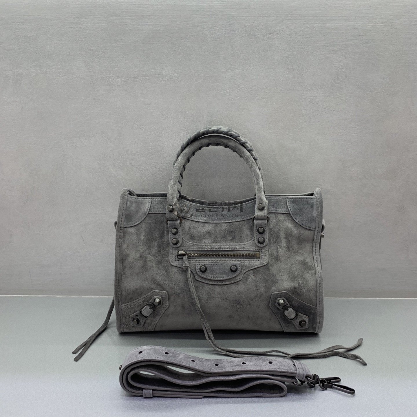 발렌시아가 Balenciaga City Small Suede Bag in Grey