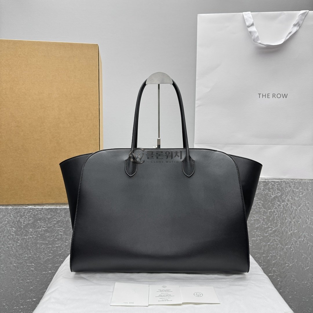 THE ROW Black Leather Top-Handle Tote Bag