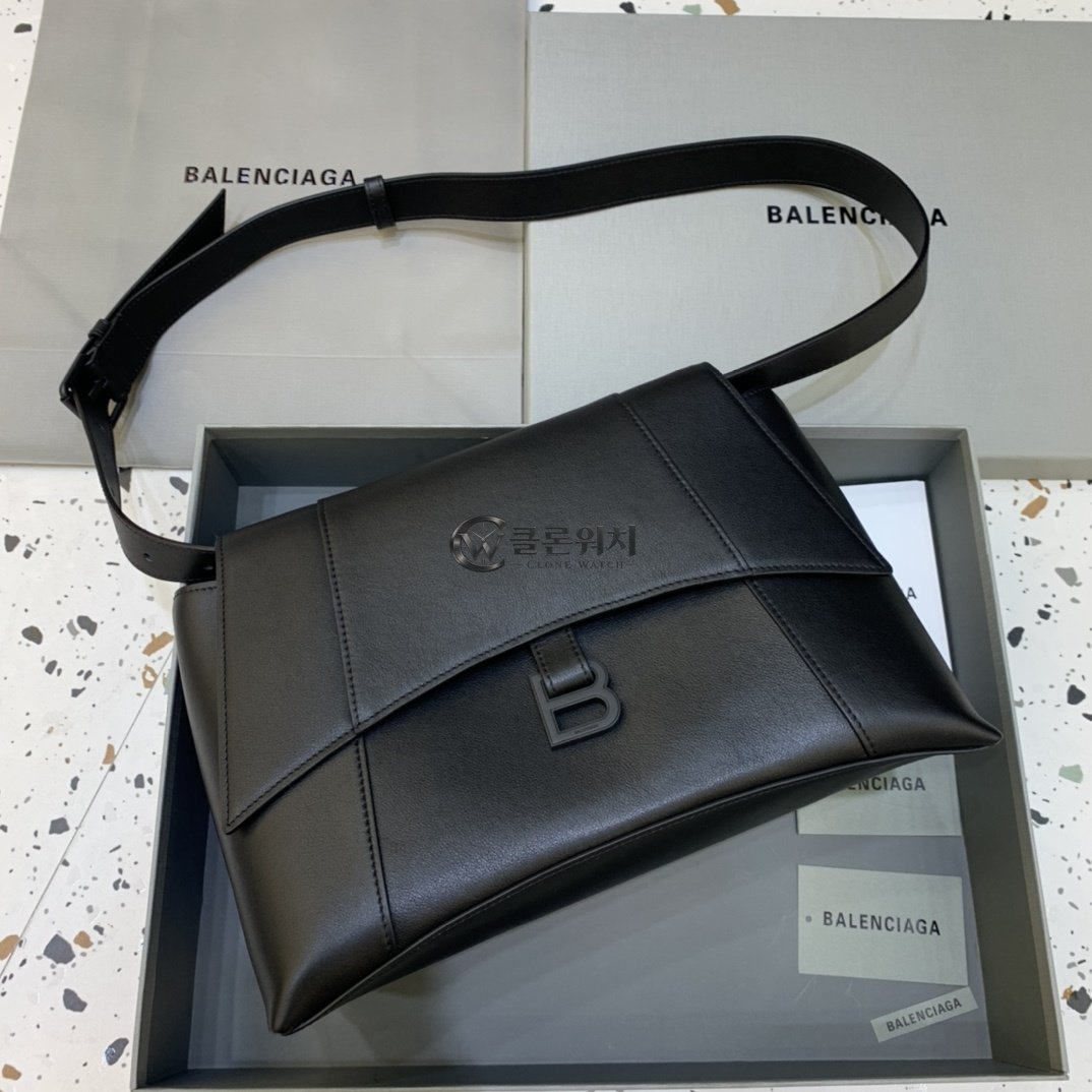 발렌시아가 Balenciaga Black Hourglass Shoulder Bag