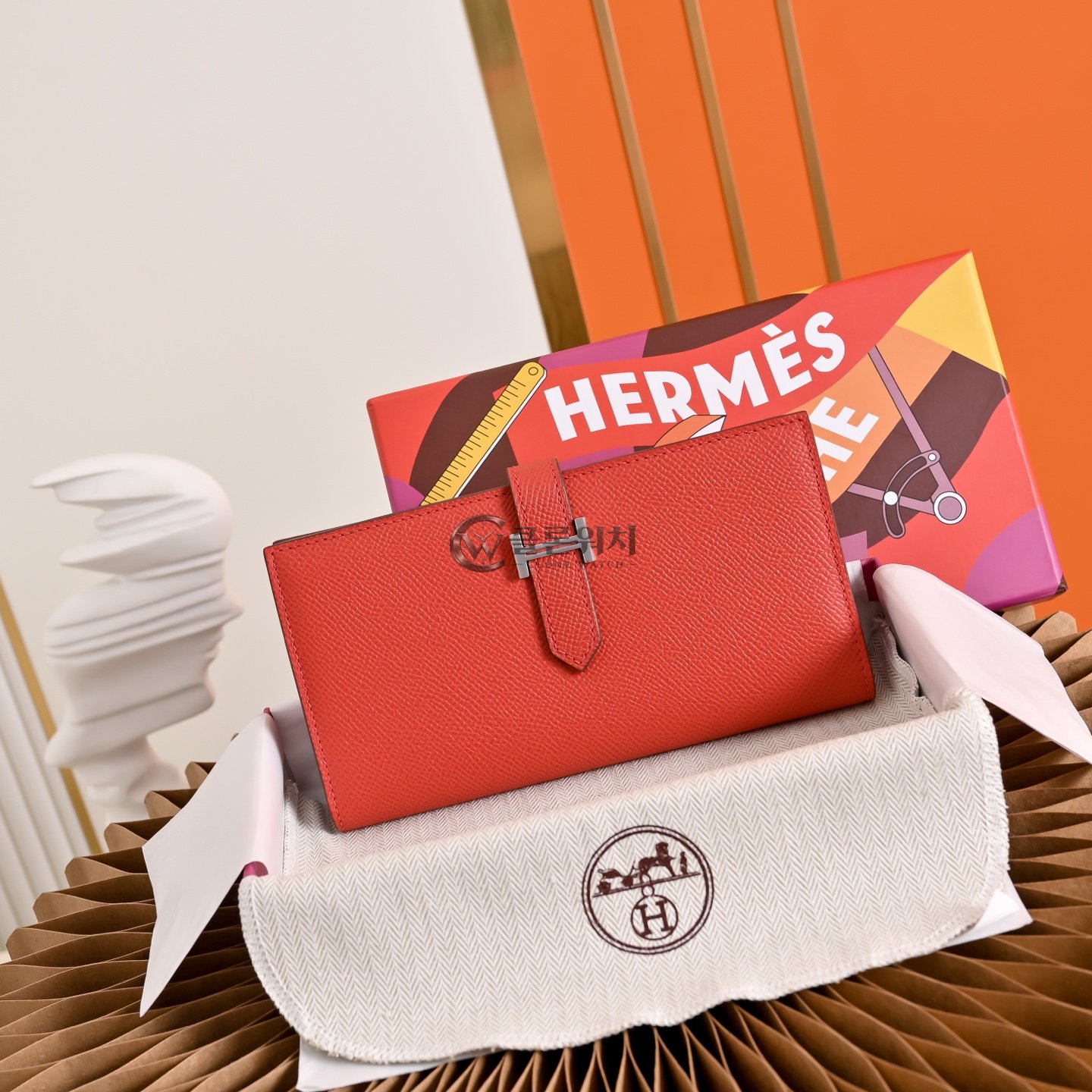 에르메스 Hermès Bearn Wallet in Red