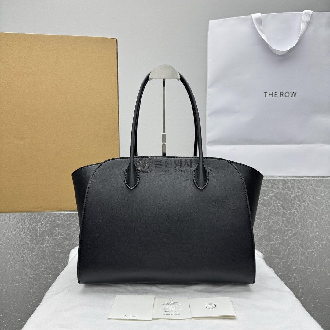THE ROW Black Leather Tote Bag