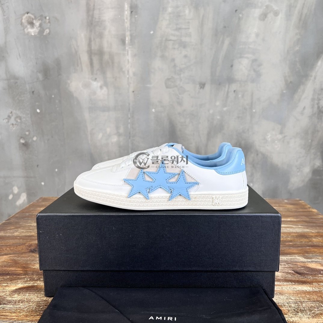 AMIRI Stars Court Low Sneakers - White/Light Blue